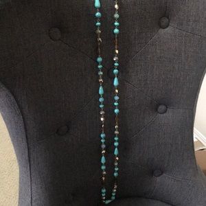 Long turquoise gold iridescent beads